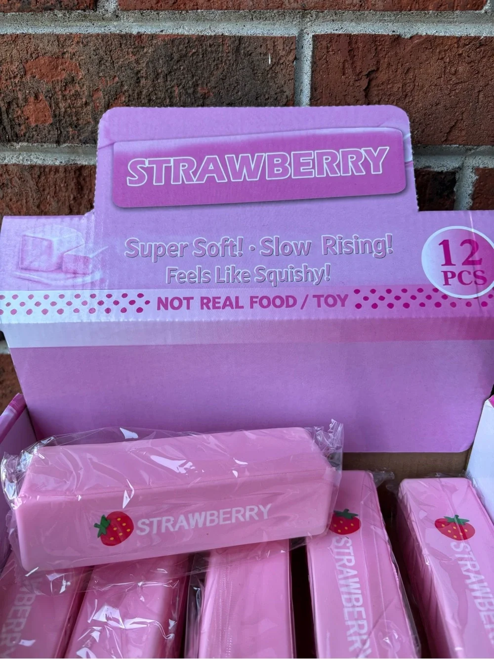 Pink Strawberry Squishy Block - Strawberry